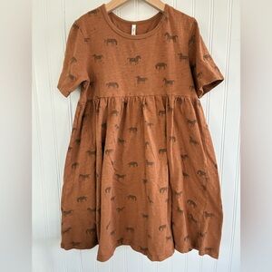 Rylee + Cru Rust Brown Horse Print Finn Dress